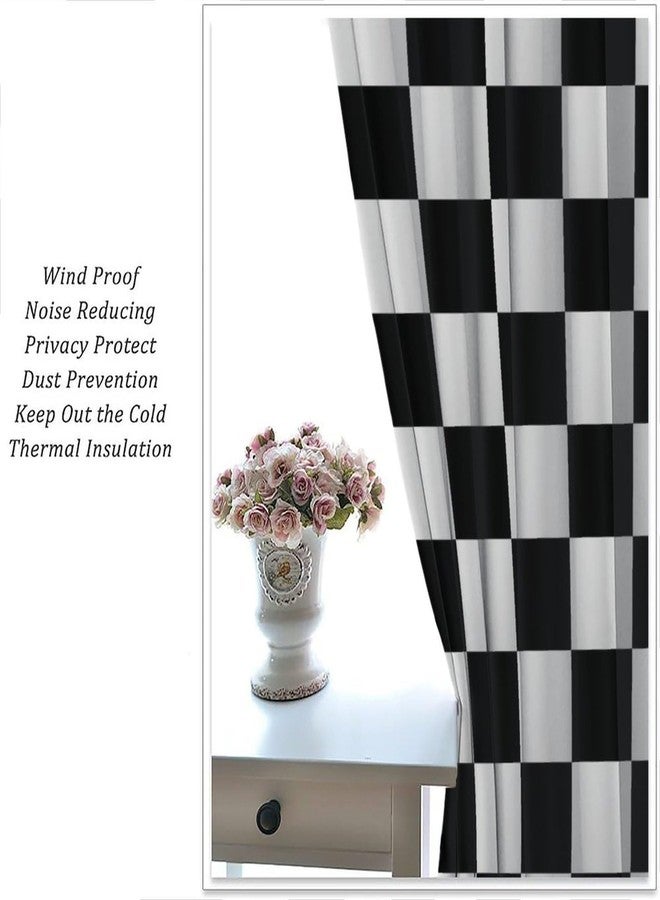 YSWOW Racing Curtains for Kids Bedroom Decor Simple Black and White Checkered Flag Pattern Art Printed Window Drapes W21xL45in Decor - Image 4